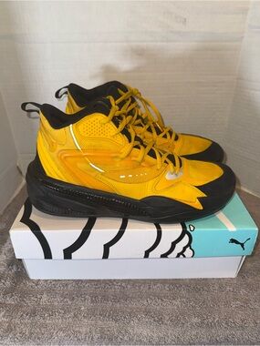 Puma Yellow and Black High-Top Sneakers